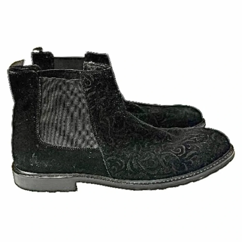 Robert Graham Woodman Boots Black Floral Suede Mens Size 13 Designer